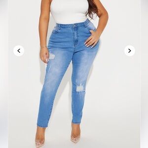 Call It Love Stretch Ripped Skinny Jeans - Medium Wash